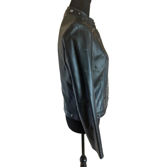 Vintage Yvonne Marie Women Lamb's Leather Studded Moto Biker Black Jacket City - Picture 4 of 14